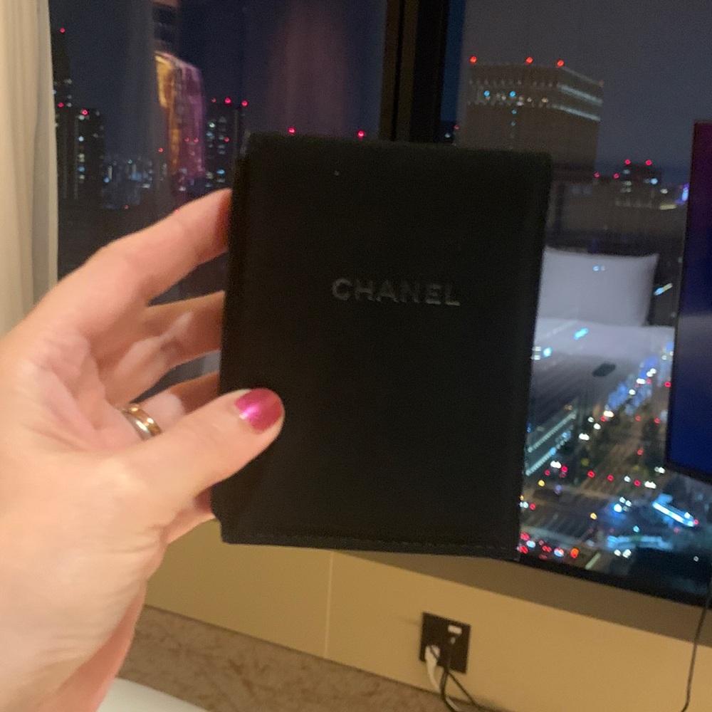 CHANEL Elegant Black Phone Sleeve authentic, rare larger size velvet pouch
